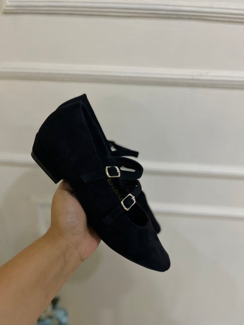Women Double Buckle Straps Mary Jane Shoes